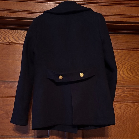 J. Crew Stadium Cloth by Nello Gori Blue Pea Coat with Red Lining 79% wool - Picture 8 of 10